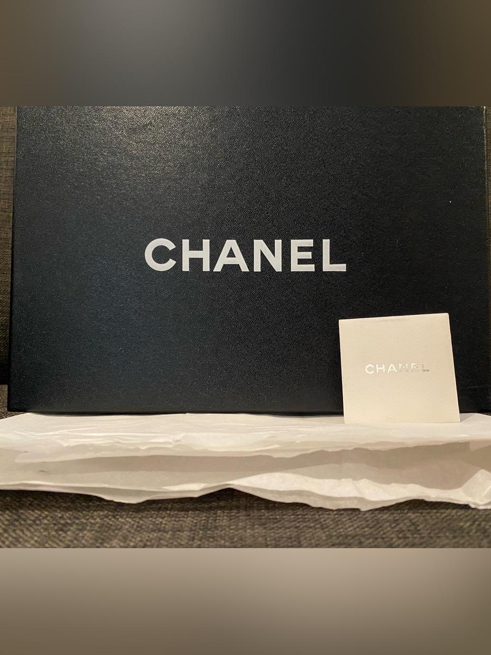 🌟CHANEL shoe box with tissue and info card holder.